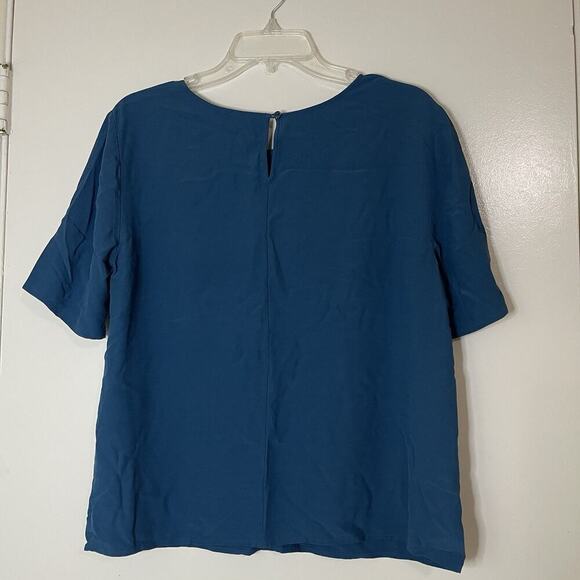 EILEEN FISHER teal blue short sleeve round neck blouse top medium - Picture 5 of 5